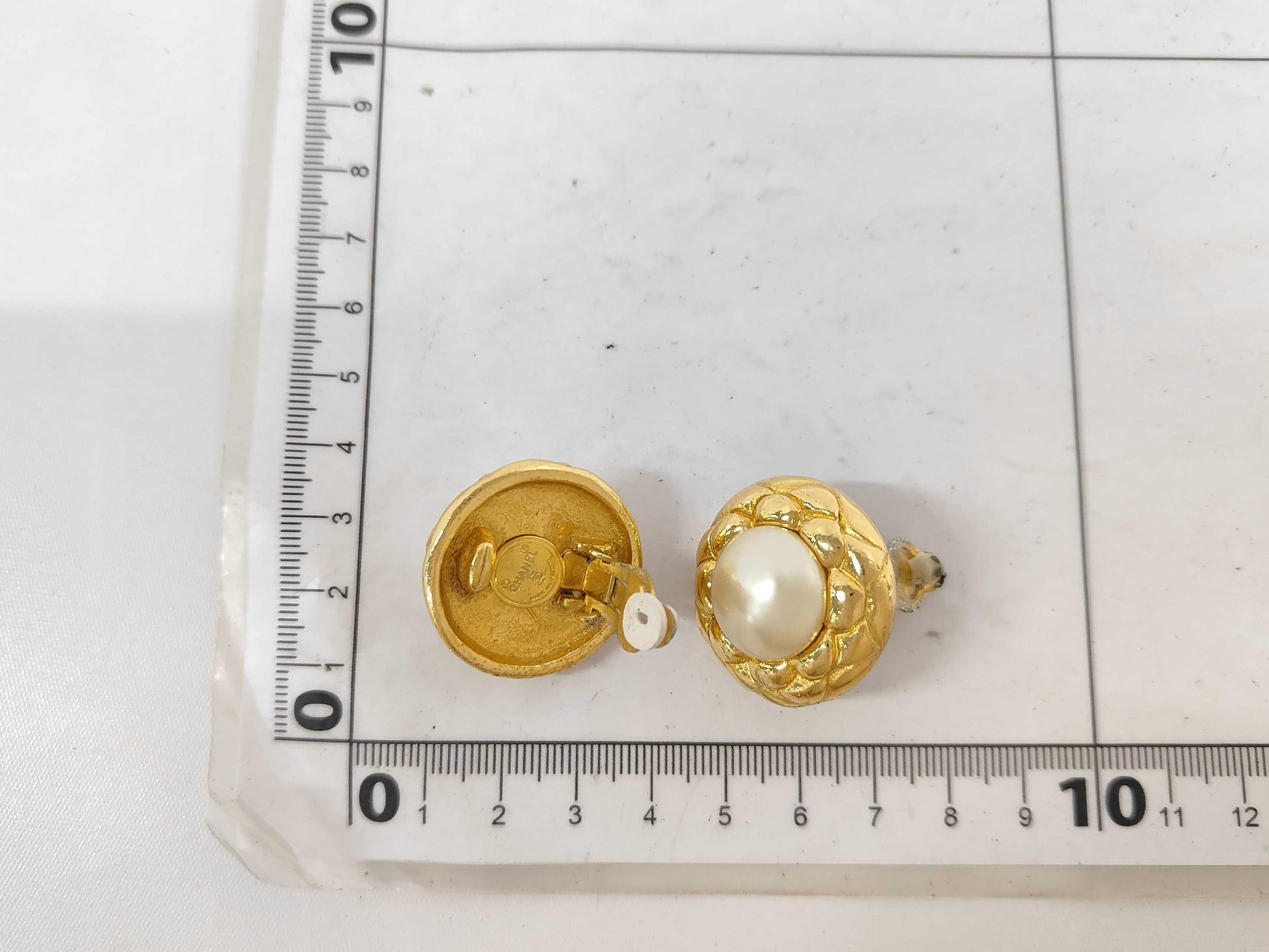 CHANEL F Pearl Earrings