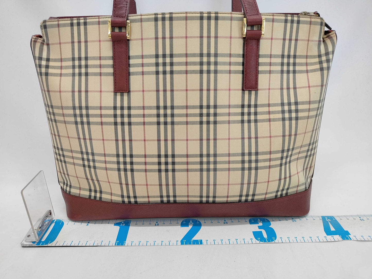 BURBERRY Nova Check Tote Bag Saffiano Tote Bag