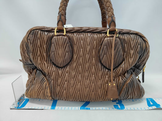 PRADA Quilted Woven Mini Boston Handbag