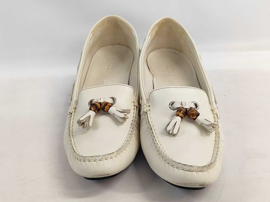 GUCCI Bamboo Loafers White Pumps