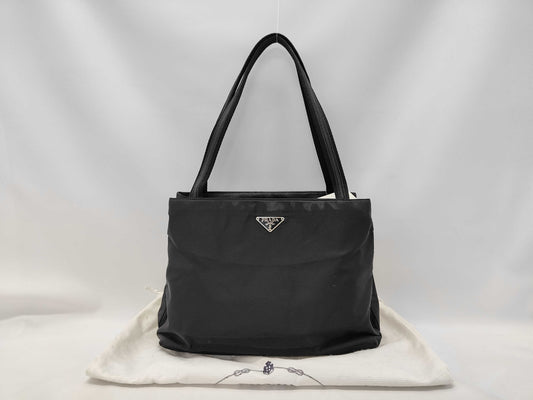 PRADA Nylon Tote Triangle Plate Tote Bag