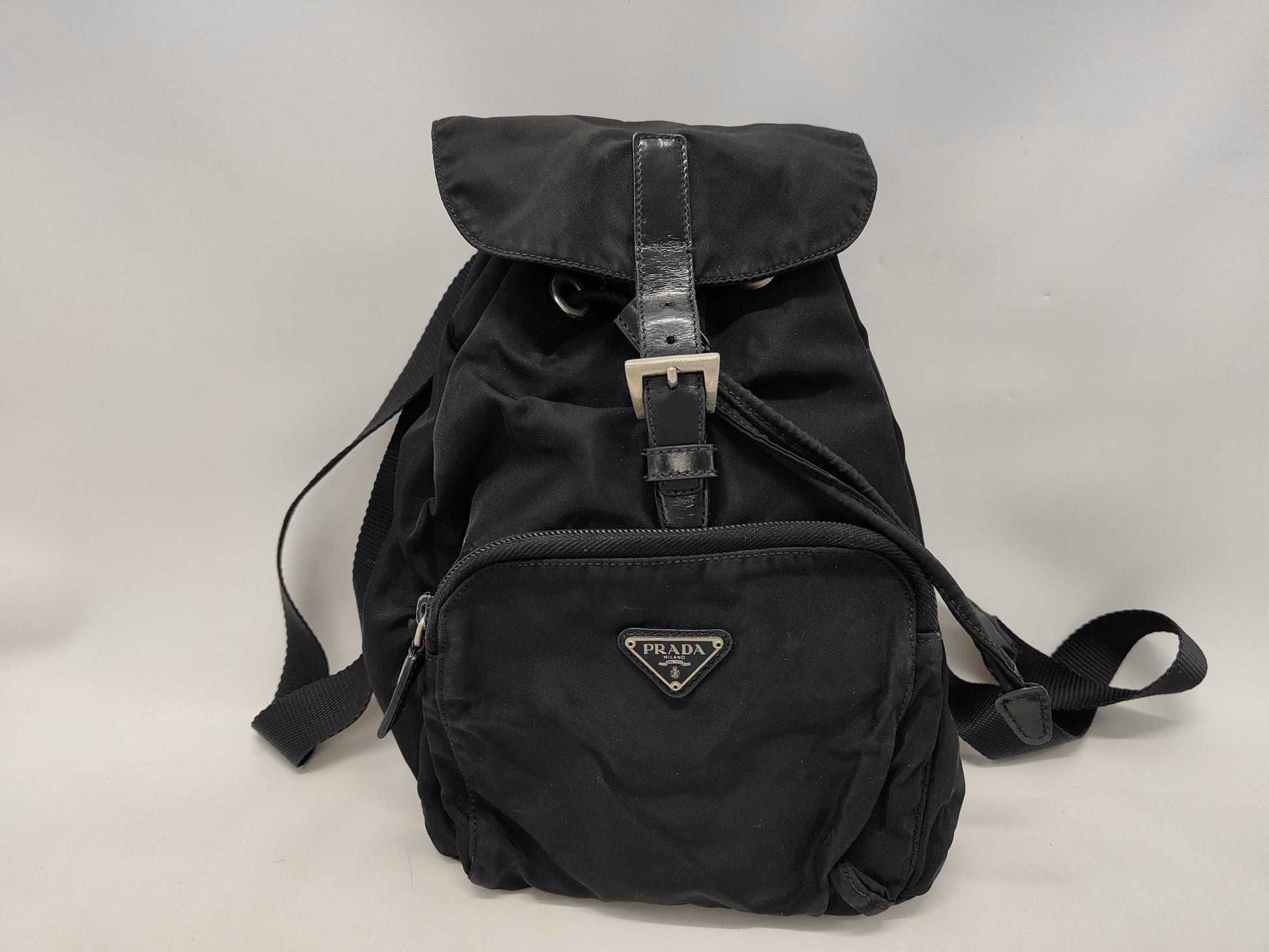 PRADA Nylon Mini Backpack with Triangular Plate and Front Pocket