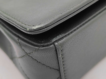 CHANEL Lambskin Mademoiselle Green Shoulder Bag