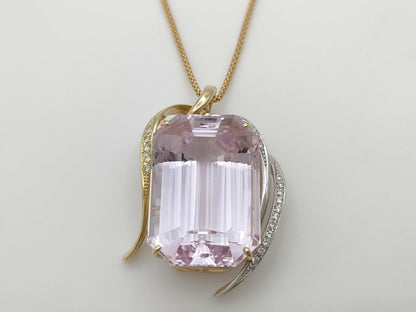 Kunzite 136.89ct D0.55ct K18/PT 50.2g Pendant Top 