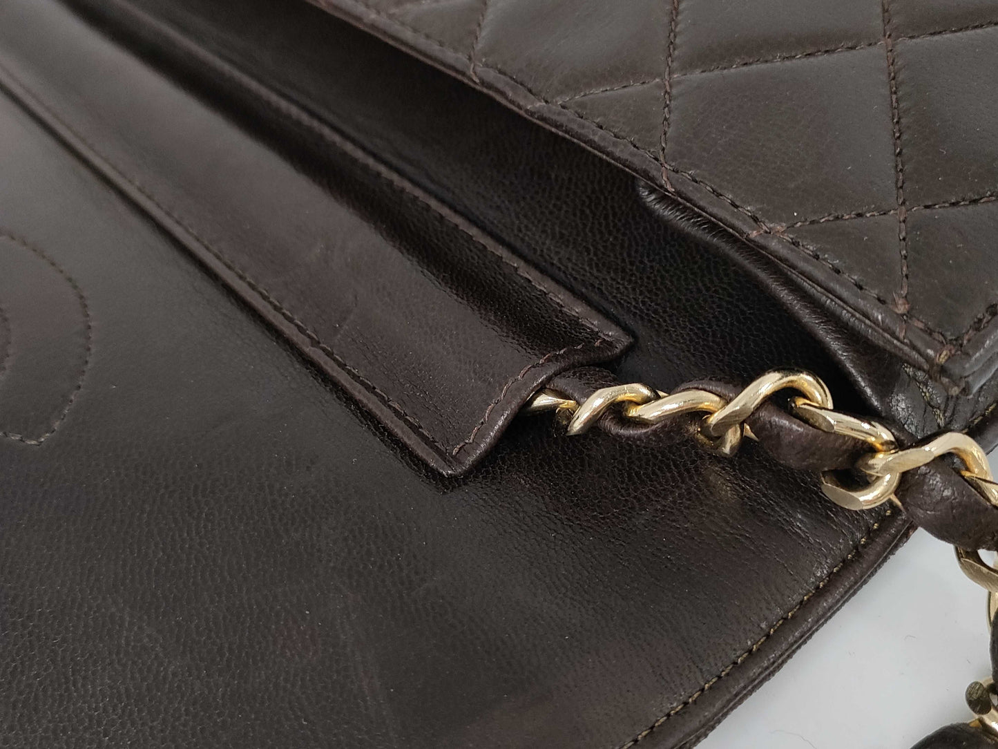 CHANEL Pushlock Lamb Brown GP Shoulder Bag