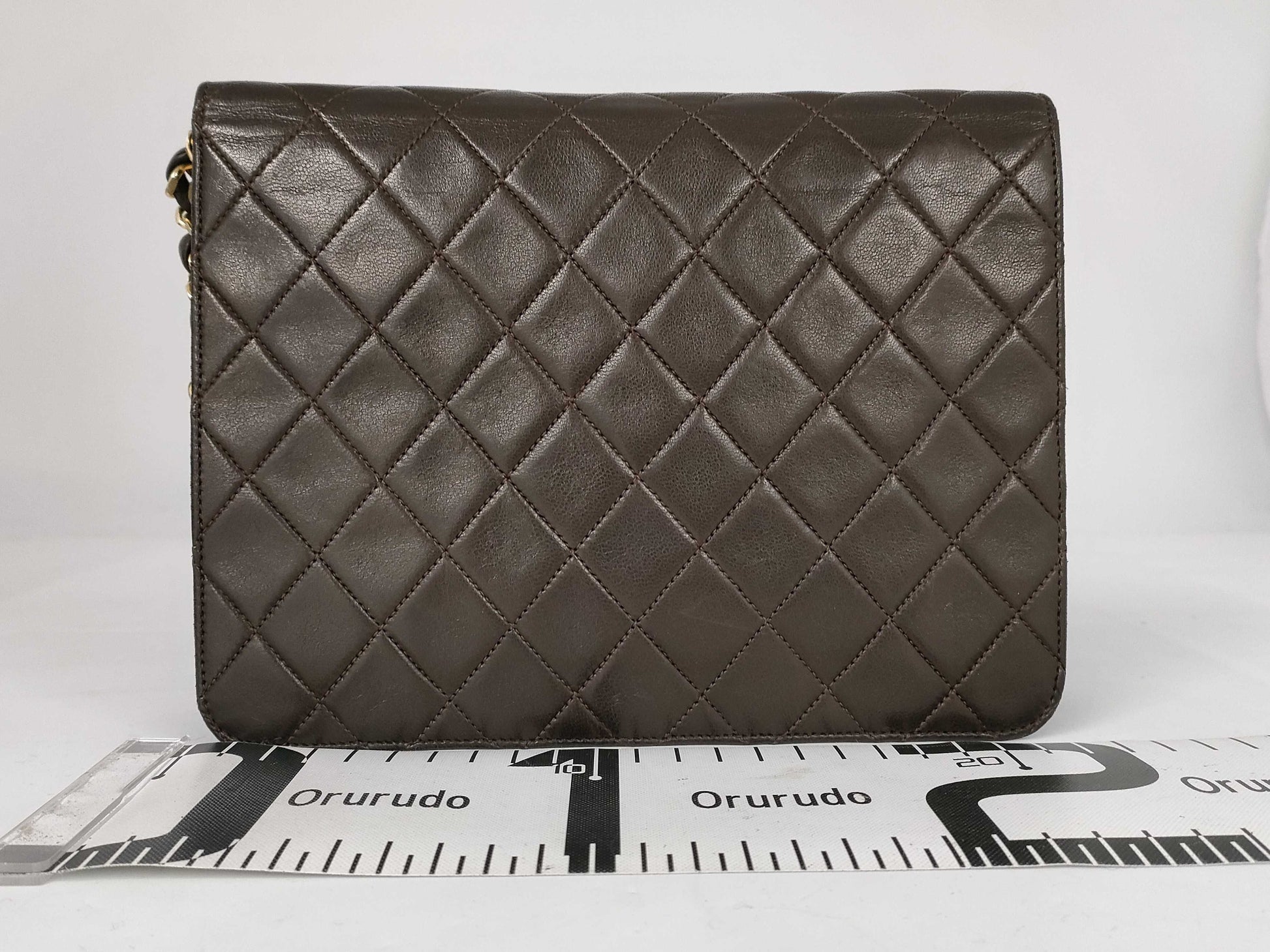 CHANEL Pushlock Lamb Brown GP Shoulder Bag
