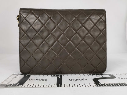 CHANEL Pushlock Lamb Brown GP Shoulder Bag