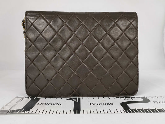 CHANEL Pushlock Lamb Brown GP Shoulder Bag