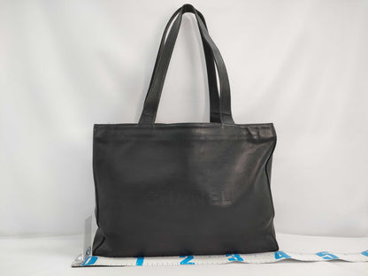 CHANEL Lambskin Leather Tote Bag with Coco Mark, Black