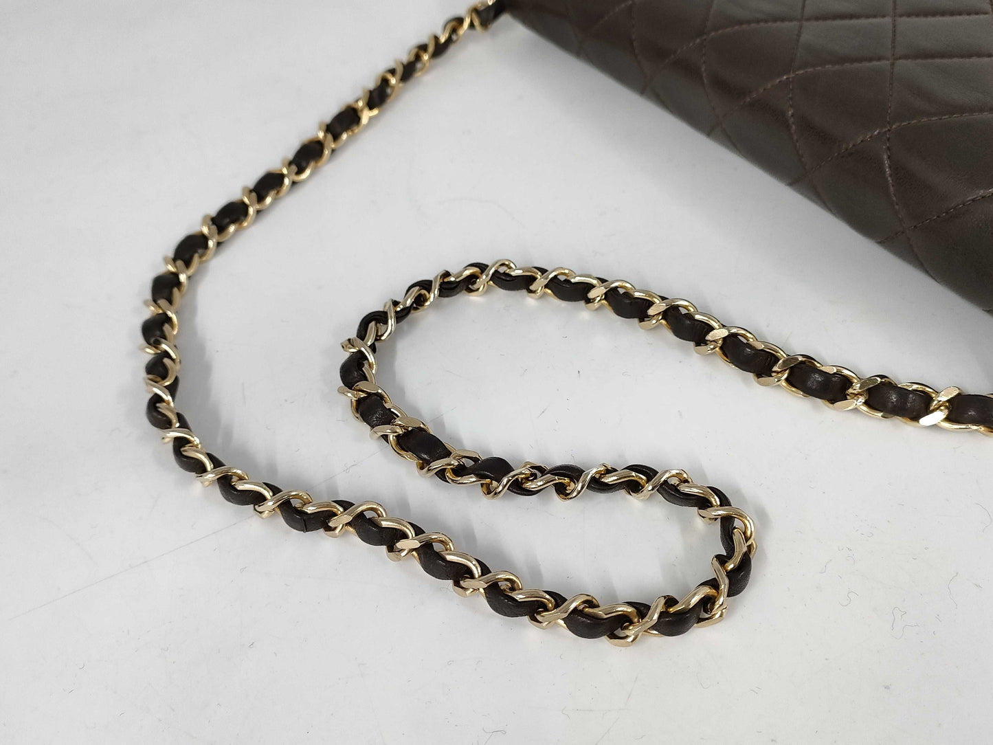 CHANEL Pushlock Lamb Brown GP Shoulder Bag