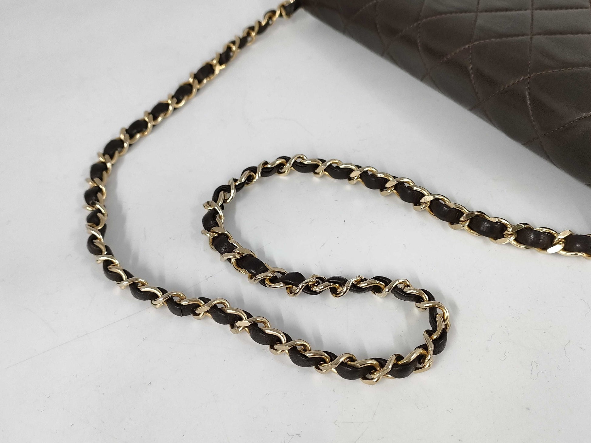 CHANEL Pushlock Lamb Brown GP Shoulder Bag